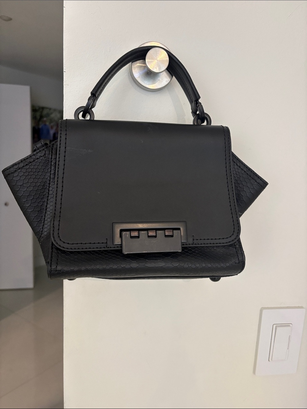 Zac Posen Black Structured Top-Handle Satchel